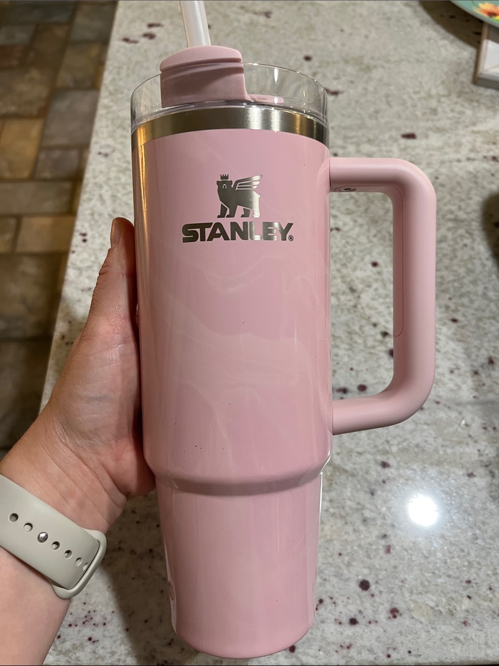 Stanley Pink Insulated Travel Tumbler with Handle